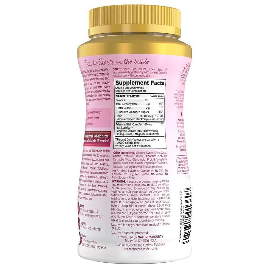 Nature's Bounty Hair Growth Gummies Peach Mango 4
