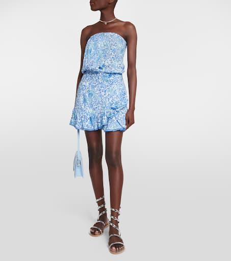 Poupette St Barth Ambra floral bandeau minidress