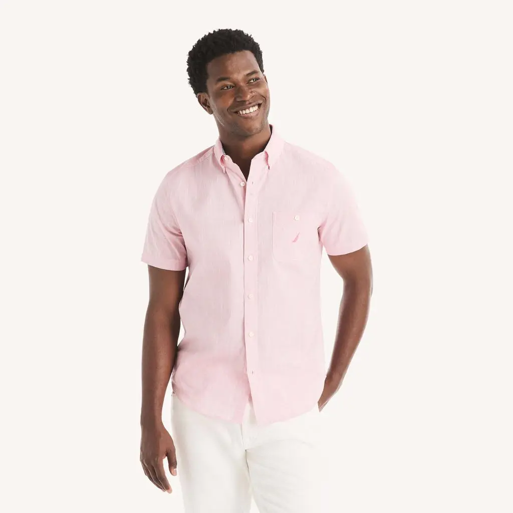 Nautica Mens Solid Short-Sleeve Shirt