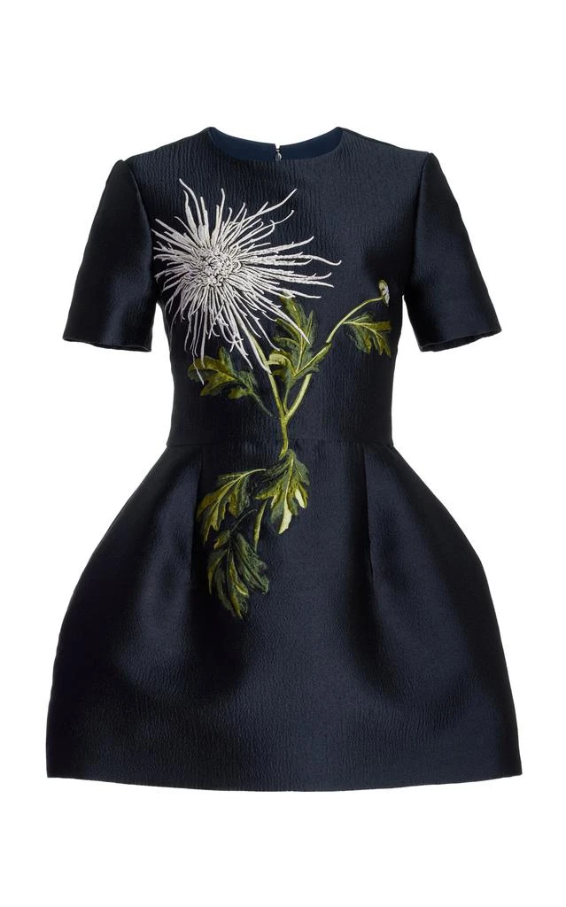 Oscar de la Renta Oscar de la Renta - Chrysanthemum-Jacquard Mini Dress - Navy - US 00 - Moda Operandi 1