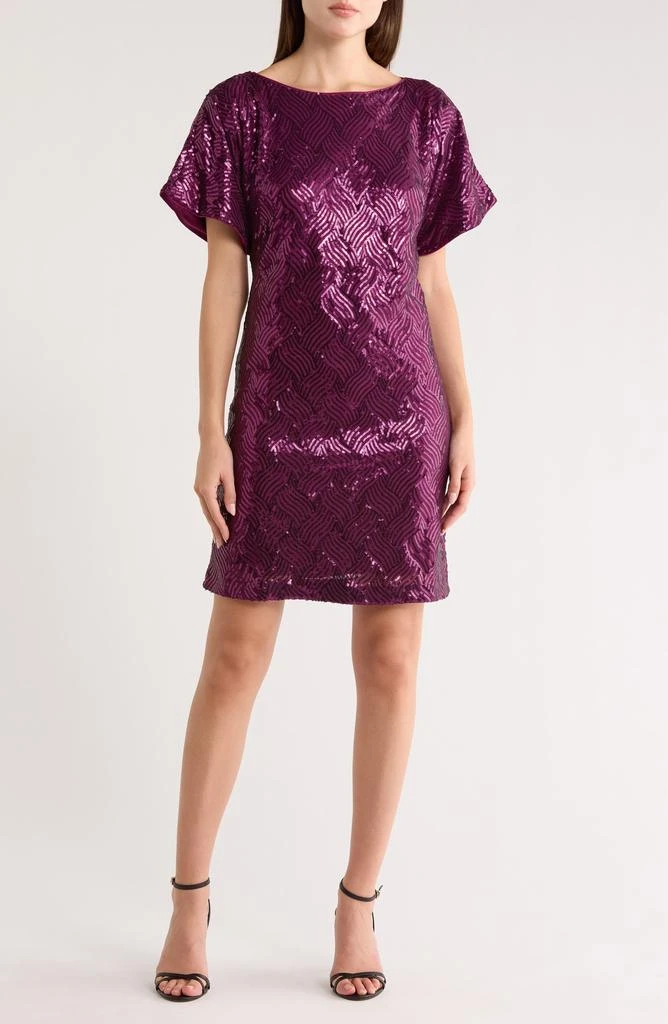 Vince Camuto Sequin Short Sleeve Shift Dress