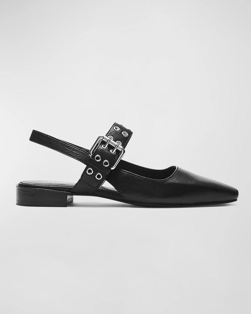Rag & Bone Astra Leather Buckle Slingback Ballerina Flats 1