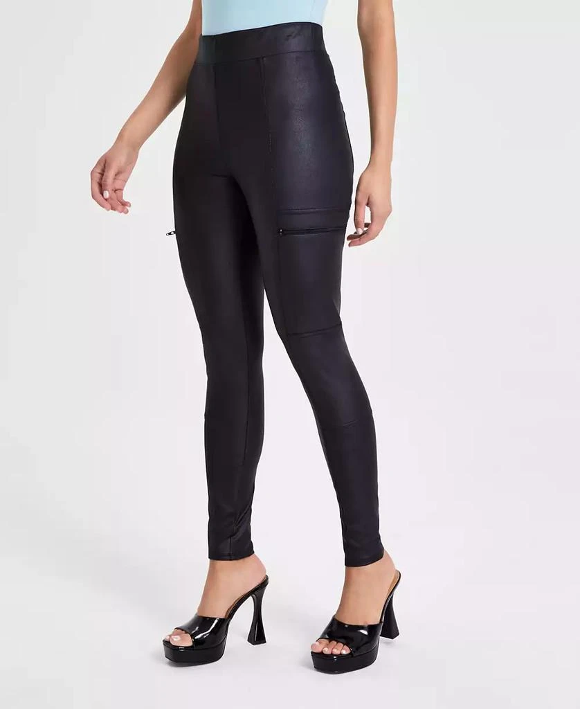 Bar III Women's Coated Zipper-Pocket Leggings, Created for Macy's 4