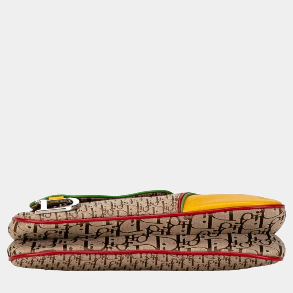 Dior Christian Dior Beige Yellow Canvas Leather Dior Trotter Saddle Rasta Shoulder Bag 6