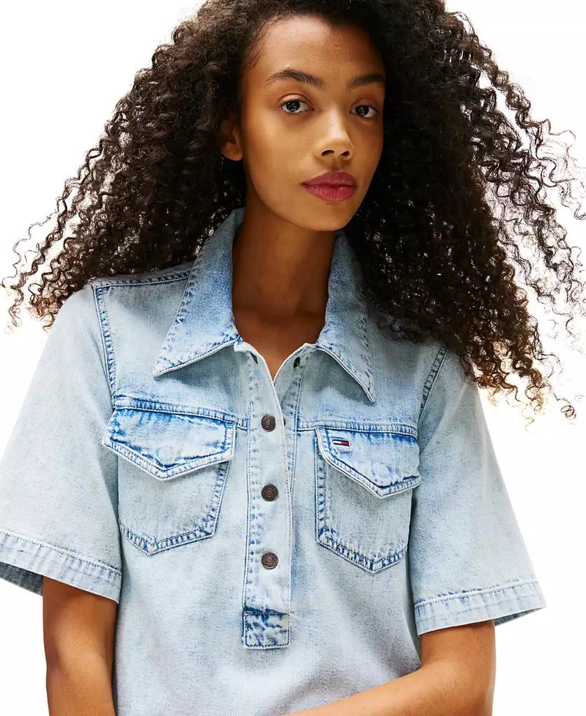 Tommy Jeans Women
s Cotton A-Line Faded Denim Dress 3