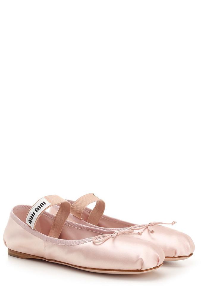 Miu Miu Bow-Detailed Slip-On Satin Ballerina Shoes – On Sale Miu Miu Bow-Detailed Slip-On Satin Ballerina Shoes – On Sale