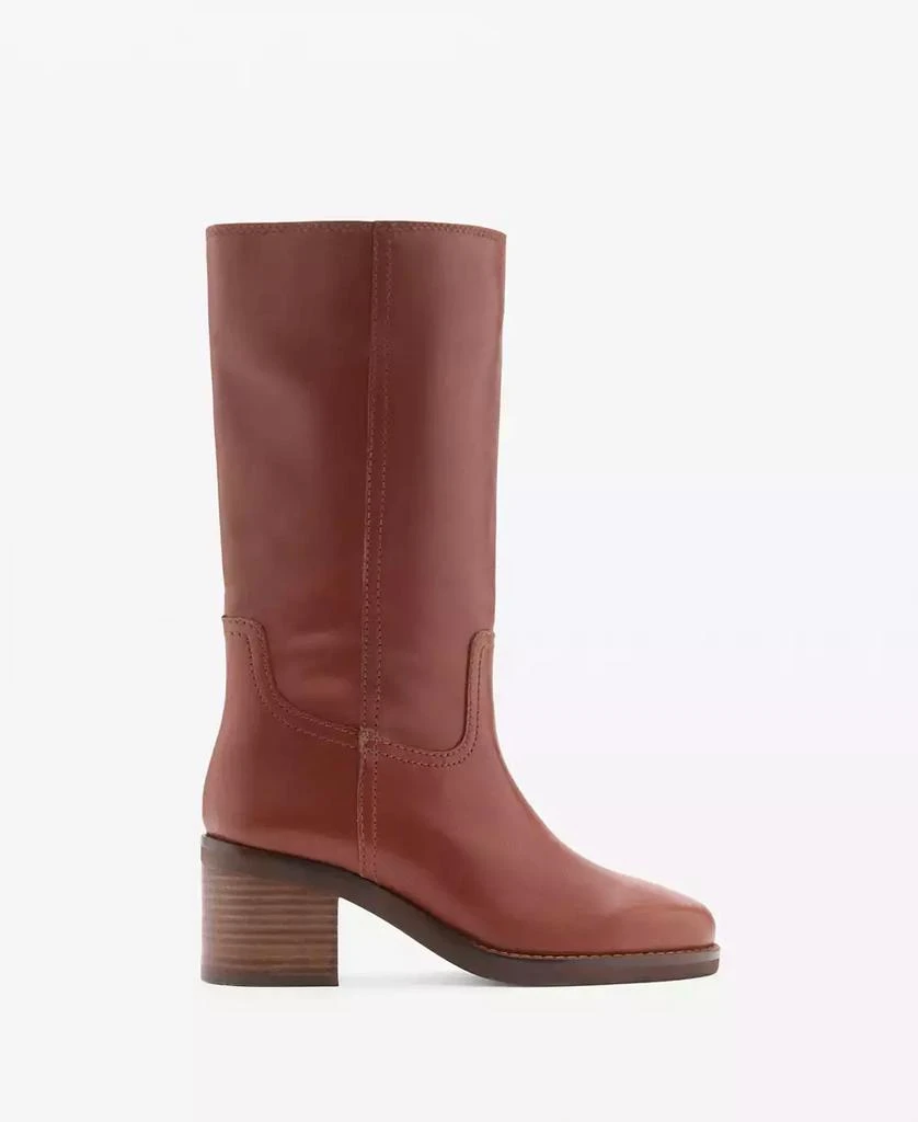 Mango Women's Block Heel Leather Ankle Boots 4