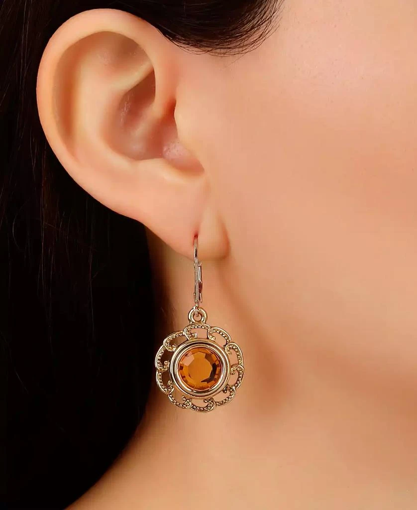 2028 Round Crystal Filigree Drop Earrings 3