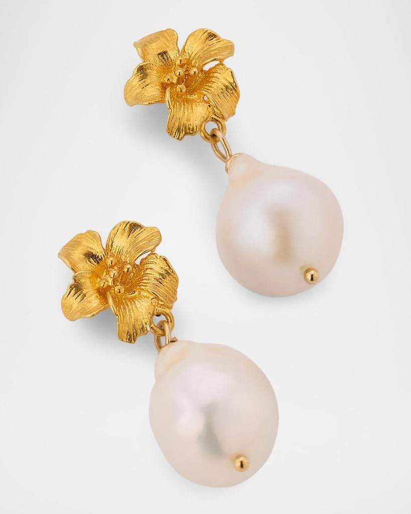 Margo Morrison Baroque Pearl Earrings with Vermeil Flower, Limited Edition 3
