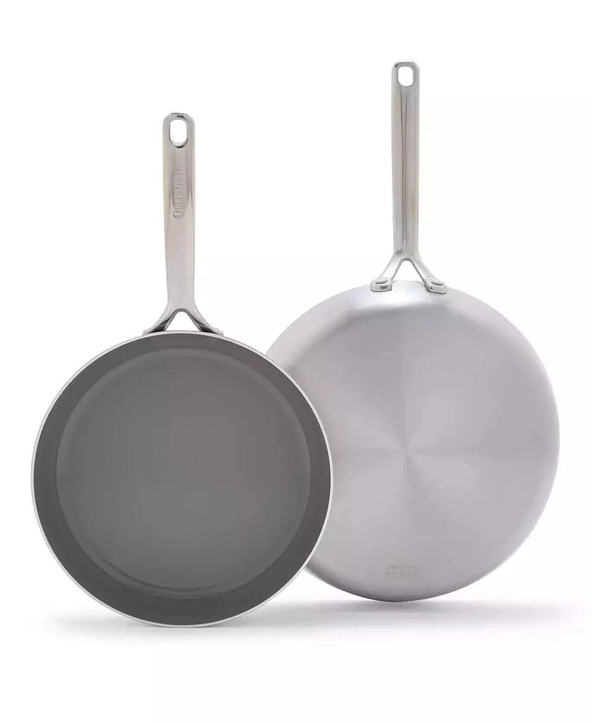 Greenpan GP5 Stainless Steel Healthy Ceramic Nonstick 2-Piece Fry pan Set, 10" and 12" 1