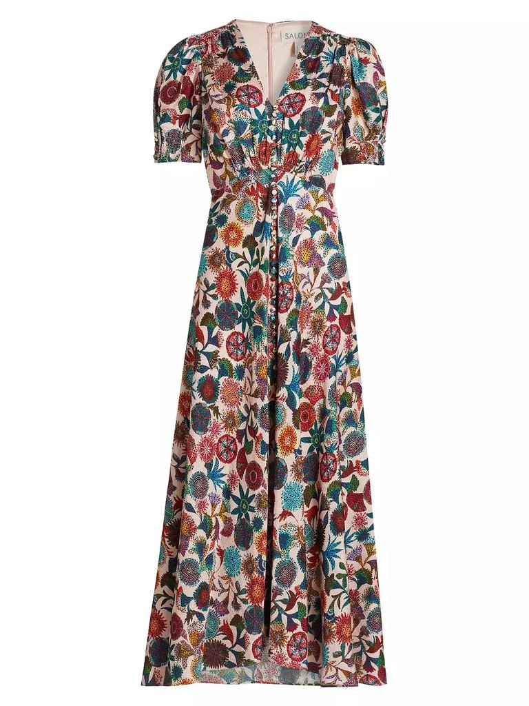 Saloni Lea Floral Silk Maxi Dress 1