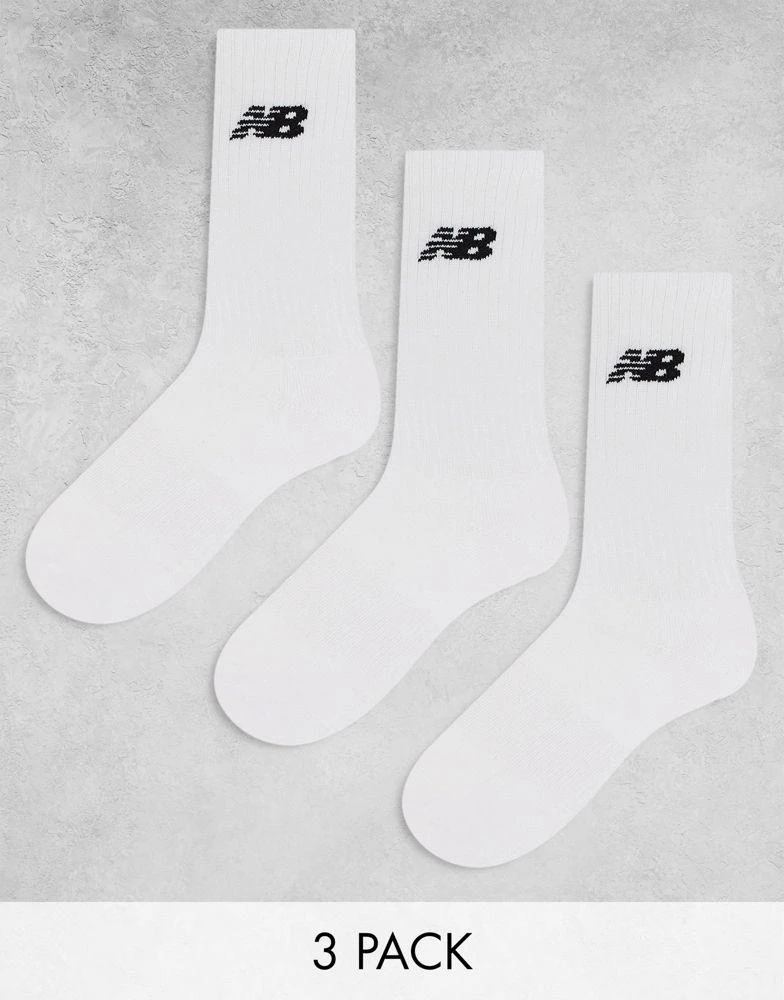 New Balance New Balance logo crew socks 3 pack in white 1