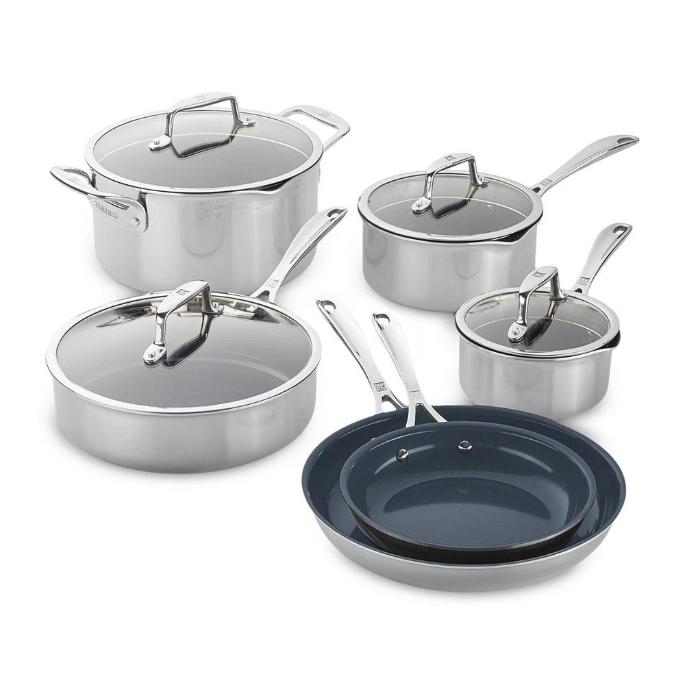ZWILLING Clad CFX 10-Piece Stainless Steel Ceramic Nonstick Cookware Set 1