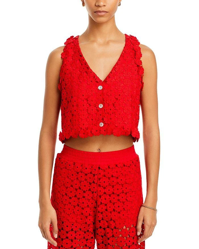 Waimari Christie Floral Eyelet Lace Cropped Vest 8
