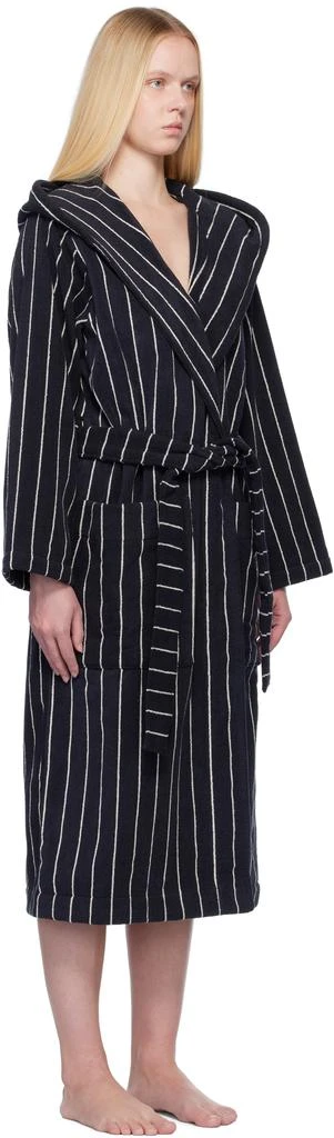 Tekla Black & White Terry Hooded Bathrobe 2