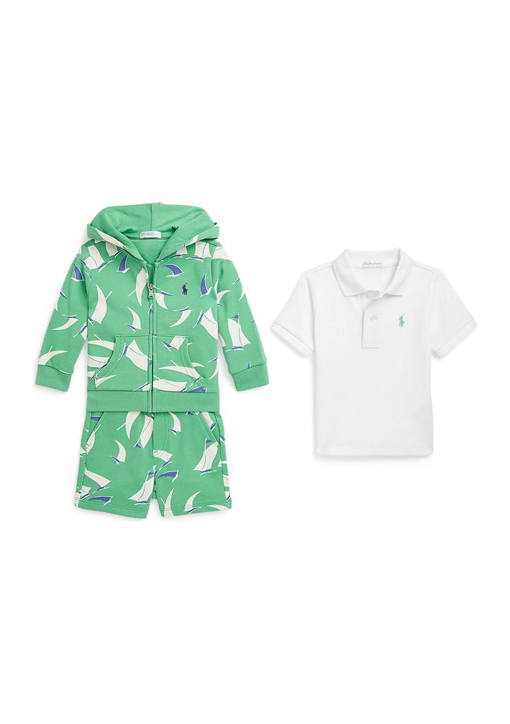 Ralph Lauren Baby Boys Polo Shirt, Terry Hoodie & Shorts Set