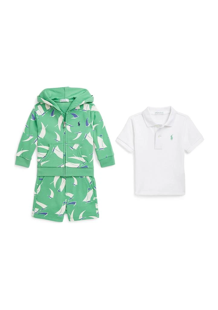 Ralph Lauren Baby Boys Polo Shirt, Terry Hoodie & Shorts Set 1