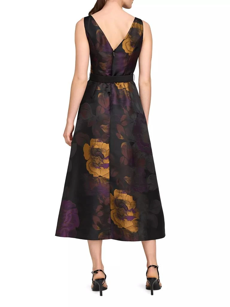 Kay Unger Ilsa Floral Jacquard Belted Cocktail Dress 6