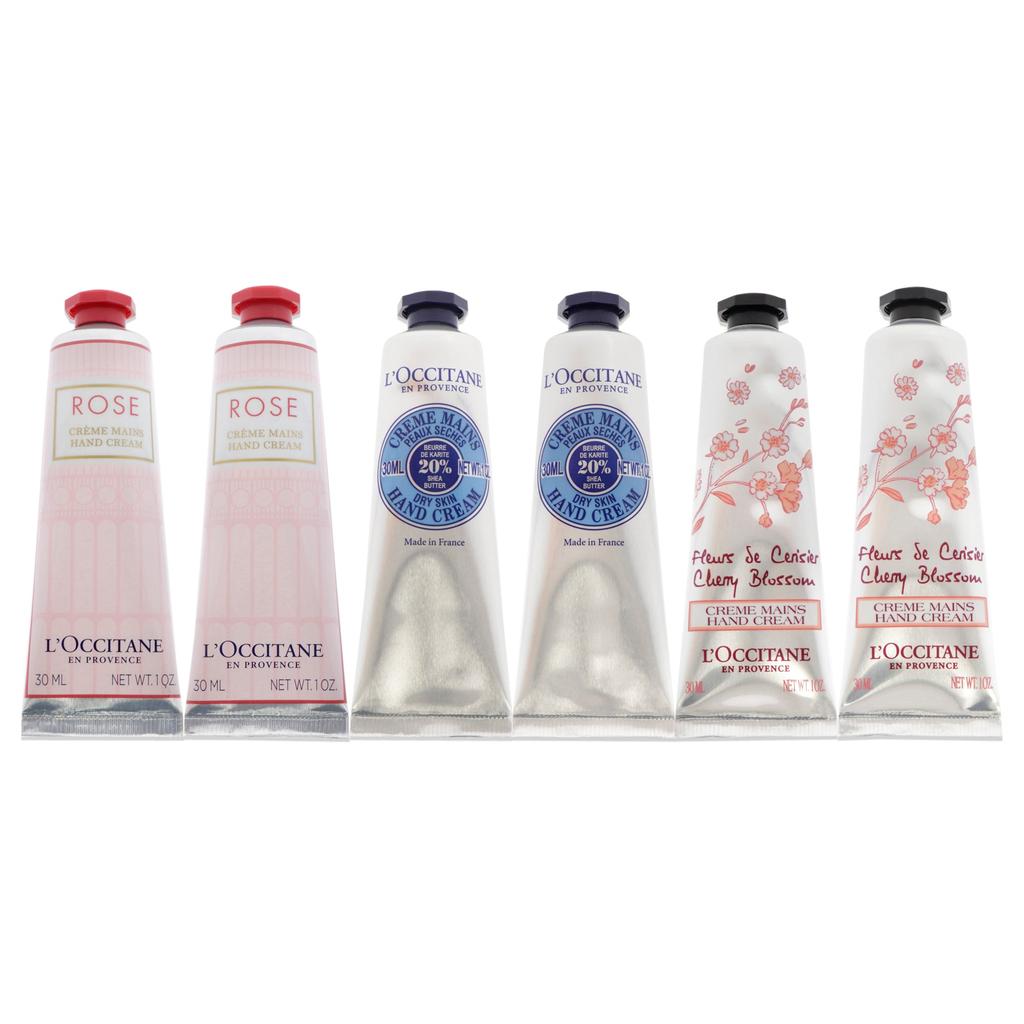 LOccitane Lovelier Hands Kit by LOccitane for Unisex - 6 x 1 oz 2 Rose, 2 Shea Dry Skin, 2 Cherry Blossom