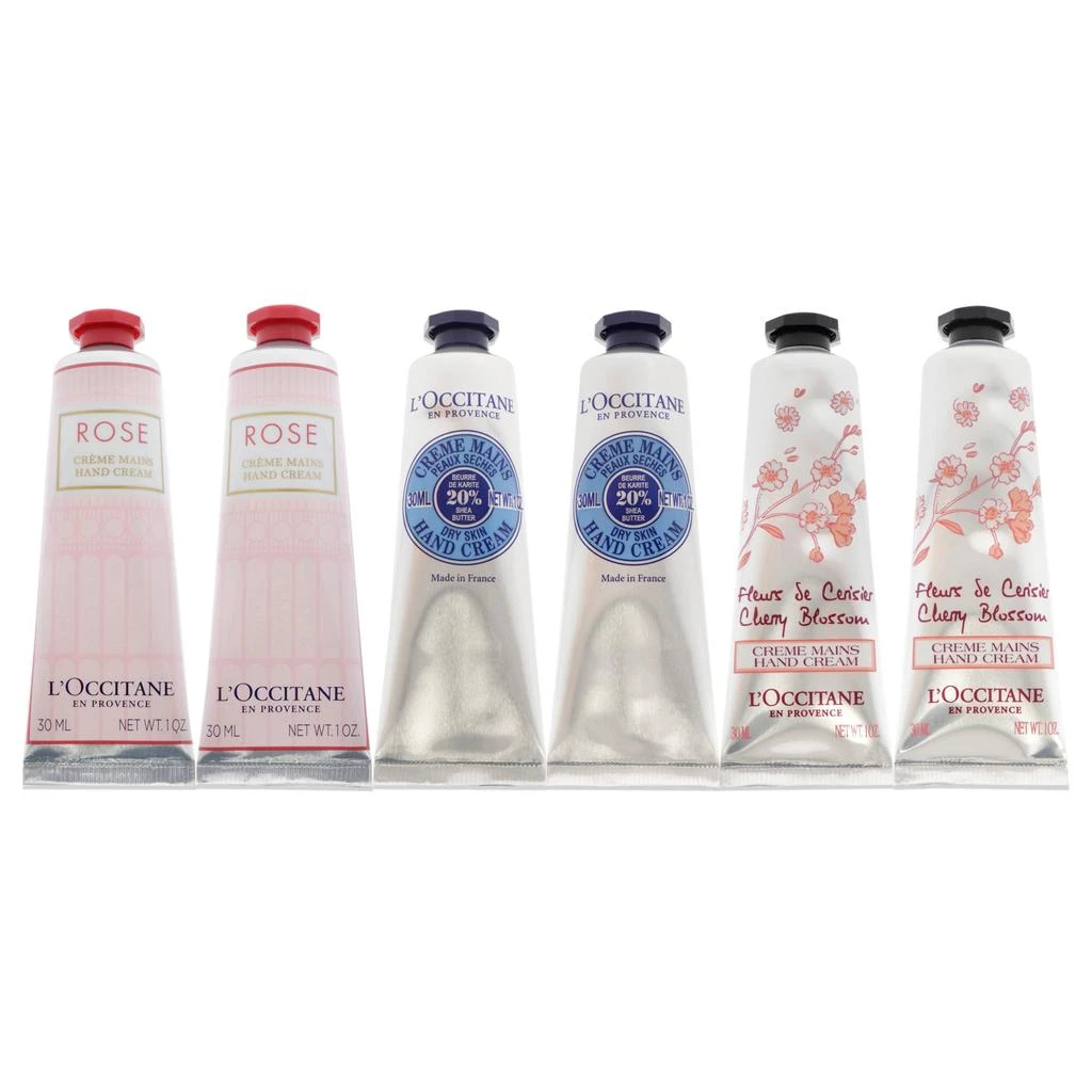 LOccitane Lovelier Hands Kit by  for Unisex - 6 x 1 oz 2 Rose, 2 Shea Dry Skin, 2 Cherry Blossom 2