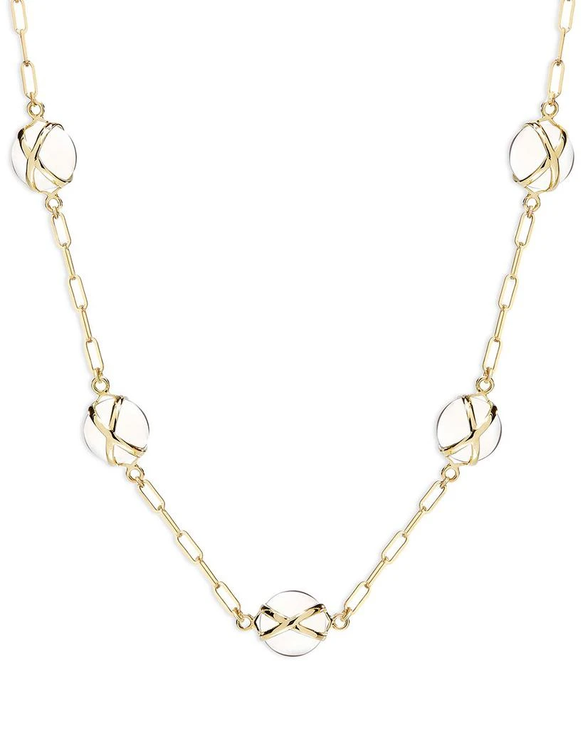 L. Klein 18K Yellow Gold Prisma Crystal Quartz Paperclip Link Collar Necklace, 16-18" 1