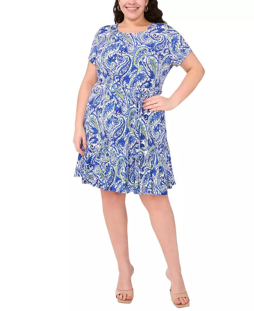 MSK Plus Size Printed Round-Neck Short-Sleeve Dress 1