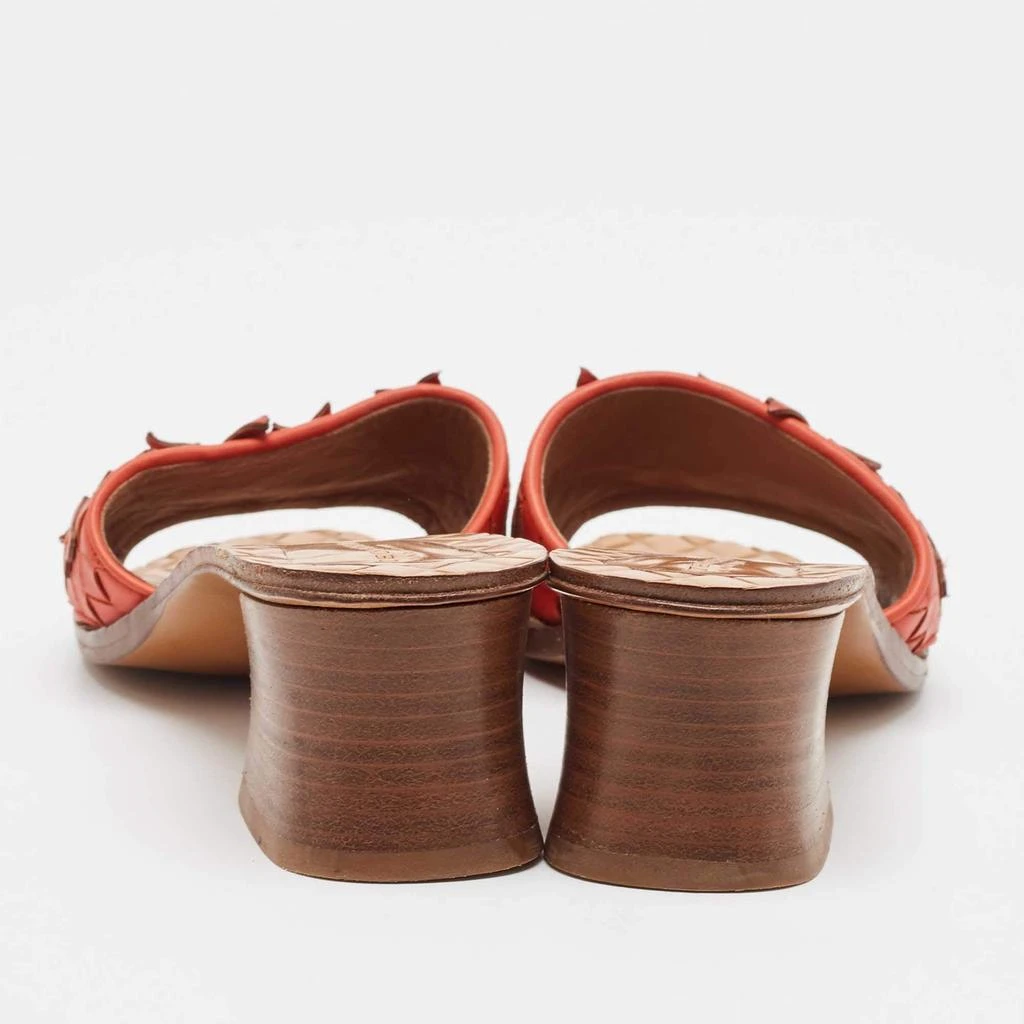 Bottega Veneta Bottega Veneta Orange Intrecciato Leather Butterfly Applique Ravello Sandals Size 38 5