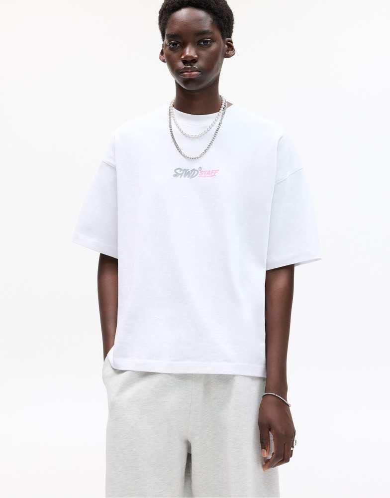 Pull&Bear Pull&Bear STWD studio t-shirt in white