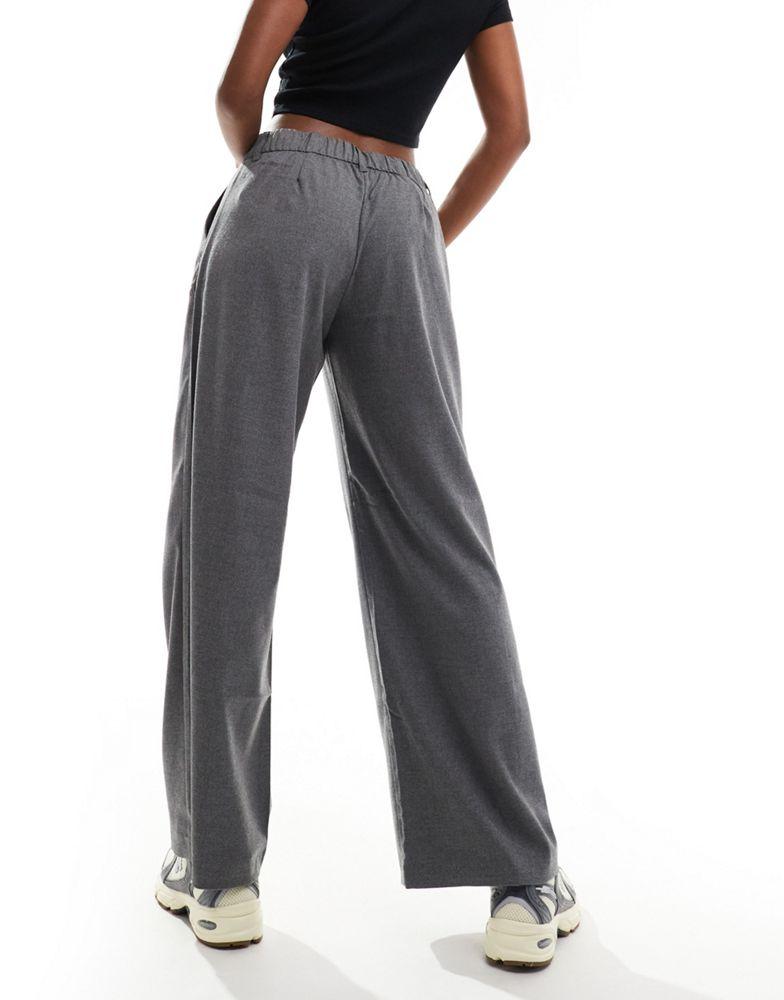 Shop Hollister low rise tailored wide leg trouser in grey on Sale