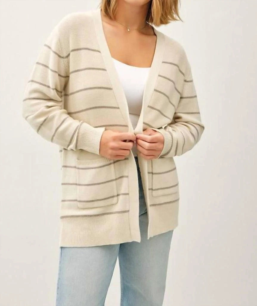 be cool Be Cool - Striped Open-front Cardigan Curvy 1