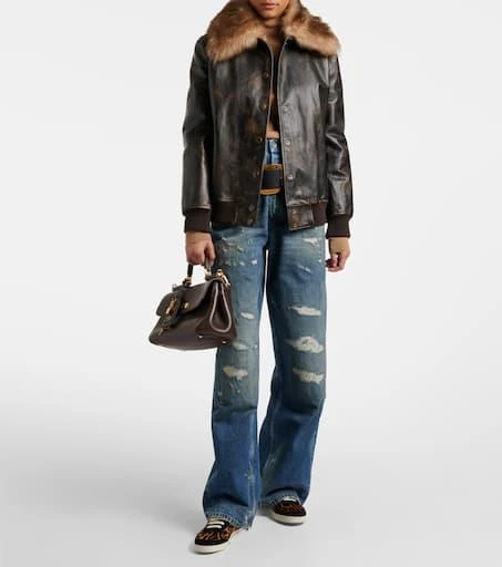 Dolce 
Gabbana Saint Tropez Light suede-trimmed calf hair sneakers 3