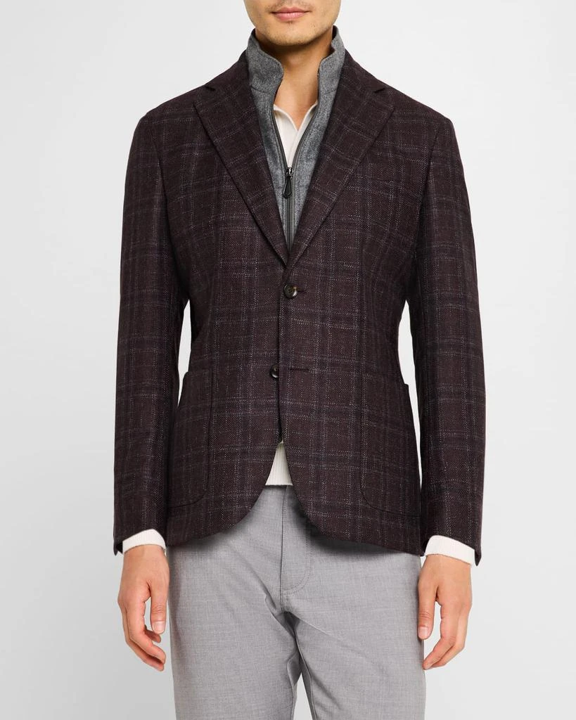 Neiman Marcus Men's Windowpane Sport Coat with Solid Vest 4