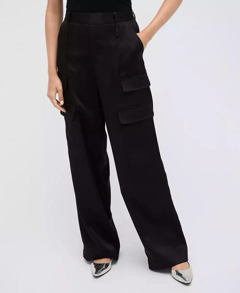 Kenneth Cole Women's High Rise Satin Double Cargo Pants 1