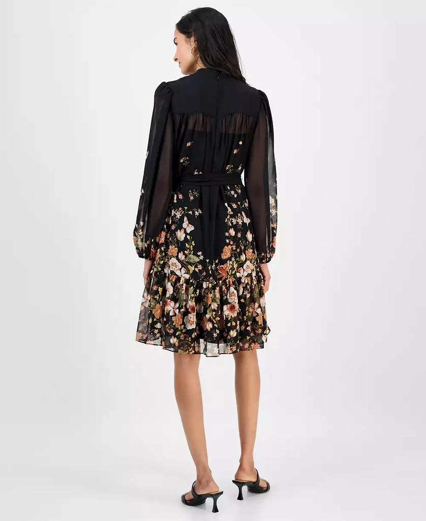 Tahari Women's Tie-Neck Belted Long-Sleeve Dress 5