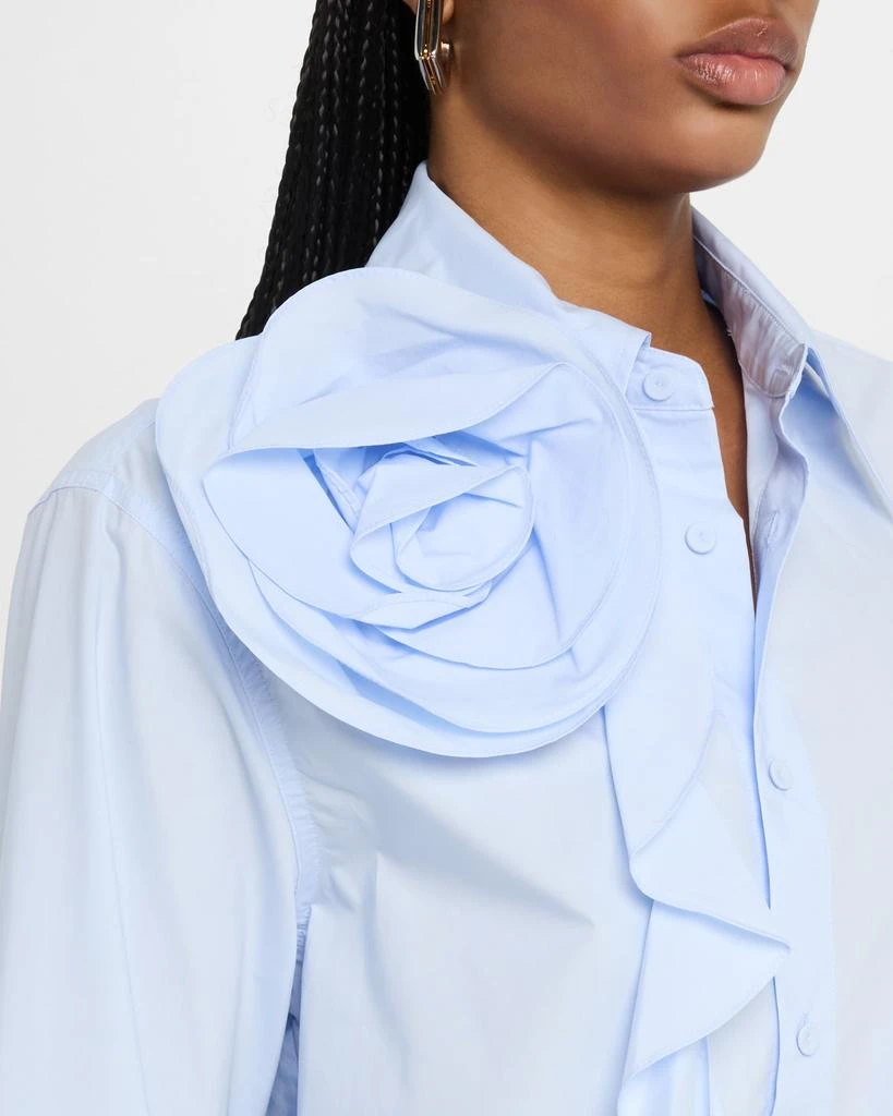 Marella Ketch Ruffle Rosette Cotton Poplin Shirt 5