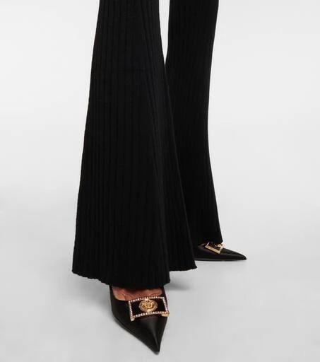 Versace Ribbed-knit wool-blend flared pants 5