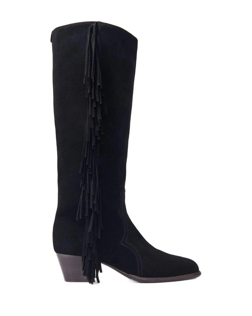 Maje Women's Fringed Suede Cowboy Boots 1