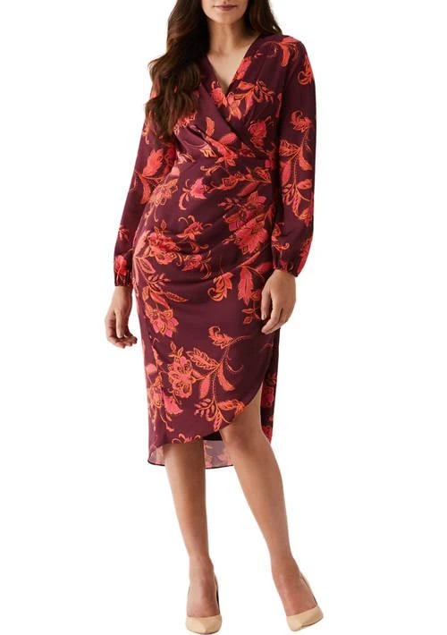 ELLA Rafaella Rafaella Petite Wrap Long Sleeve Midi Dress 1
