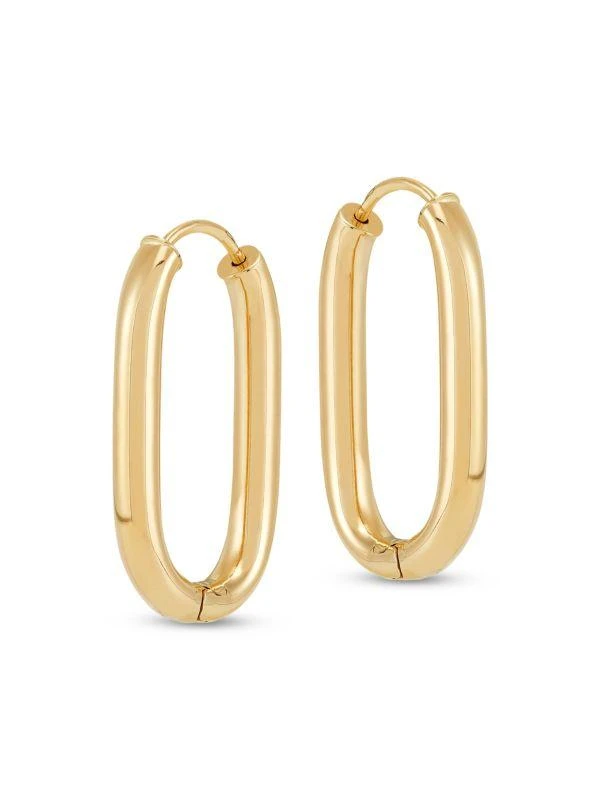Saks Fifth Avenue 14K Yellow Gold Oval Huggie Earrings 4