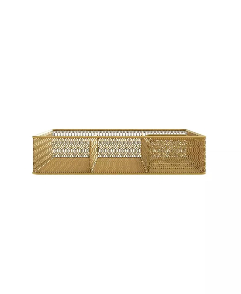 Martha Stewart Ryder Gold-Tone Mesh Metal 6 Compartment Large Desk Drawer Organizer for Accessories and Office Supplies 3