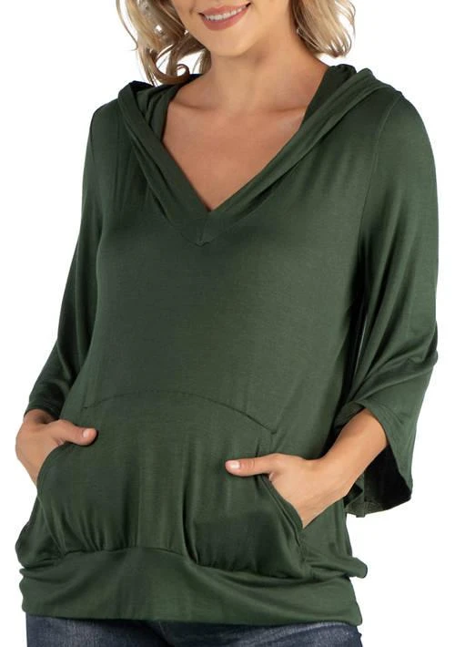 24seven Comfort Apparel Comfort Apparel Maternity Oversized Fashion Hoodie Top 1