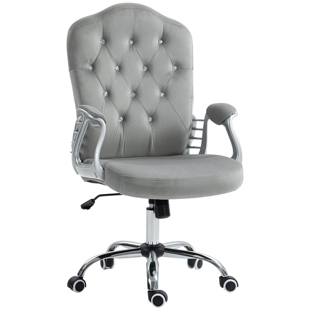 Hivvago Adjustable Velvet Task Chair with Swivel Base