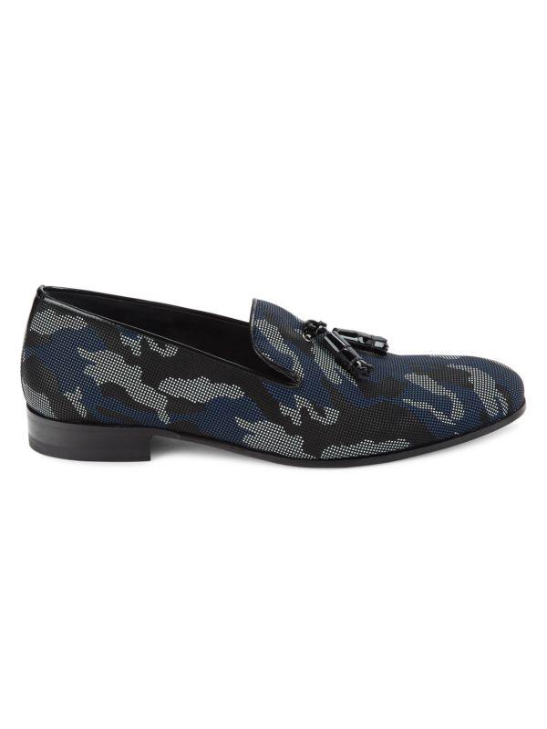 Mezlan Pebbled Camo Tassel Loafers