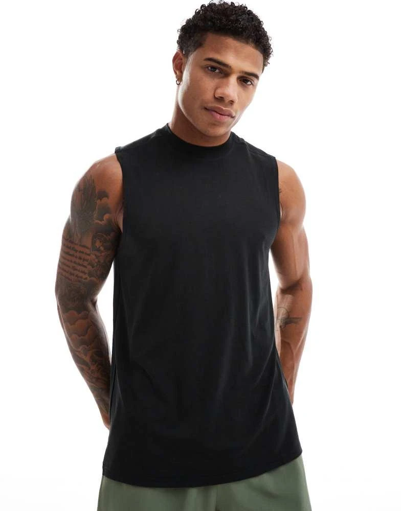 ASOS 4505 Icon performance jersey quick dry drop armhole training vest in black 1