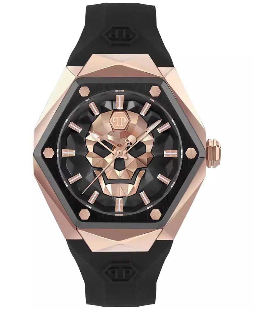 Philipp Plein Men's The Skull Spikes Black Silicone Strap Watch 45mm 1