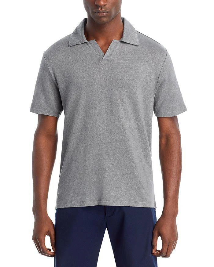 Officine Générale Simon Heathered Open Collar Polo Shirt 3