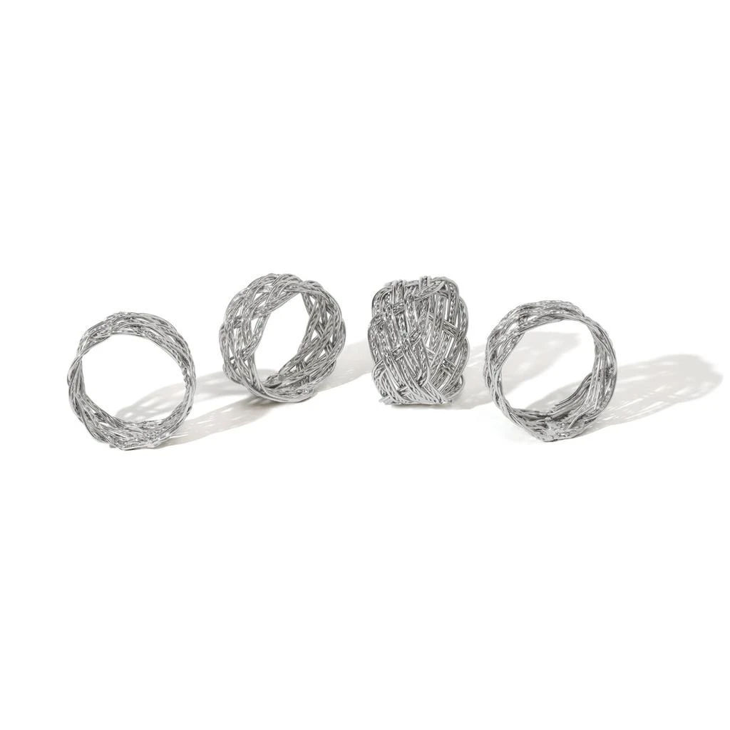 Tiramisu Platinum Weave Sculptural Napkin Rings (Set of 4)
