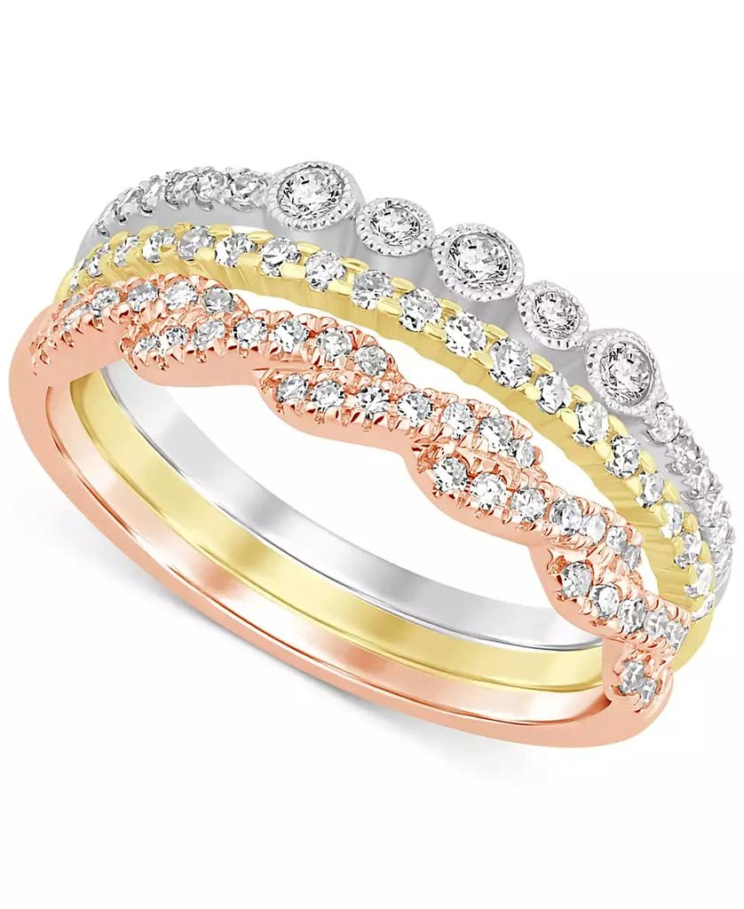 Macy
s Diamond 3-Pc. Set Stacking Bands (1/2 ct. t.w.) in 14k Tricolor Gold 1