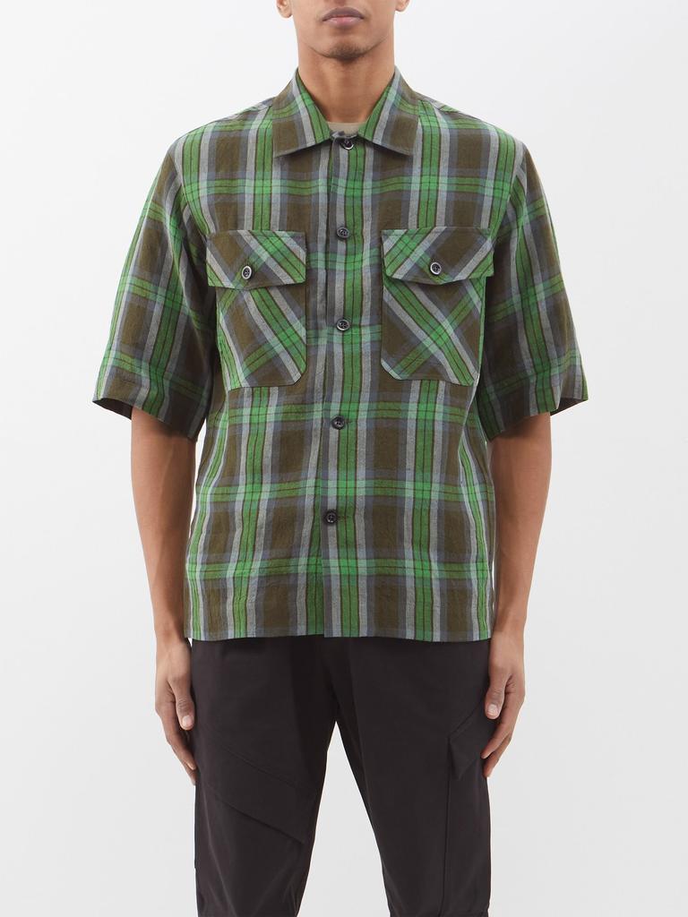 3Man Highland checked-linen shirt