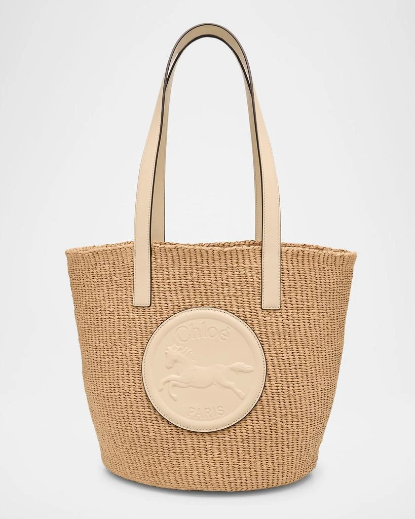 Chloé Large Horse Medal Basket Tote Bag in Paper and Leather 1